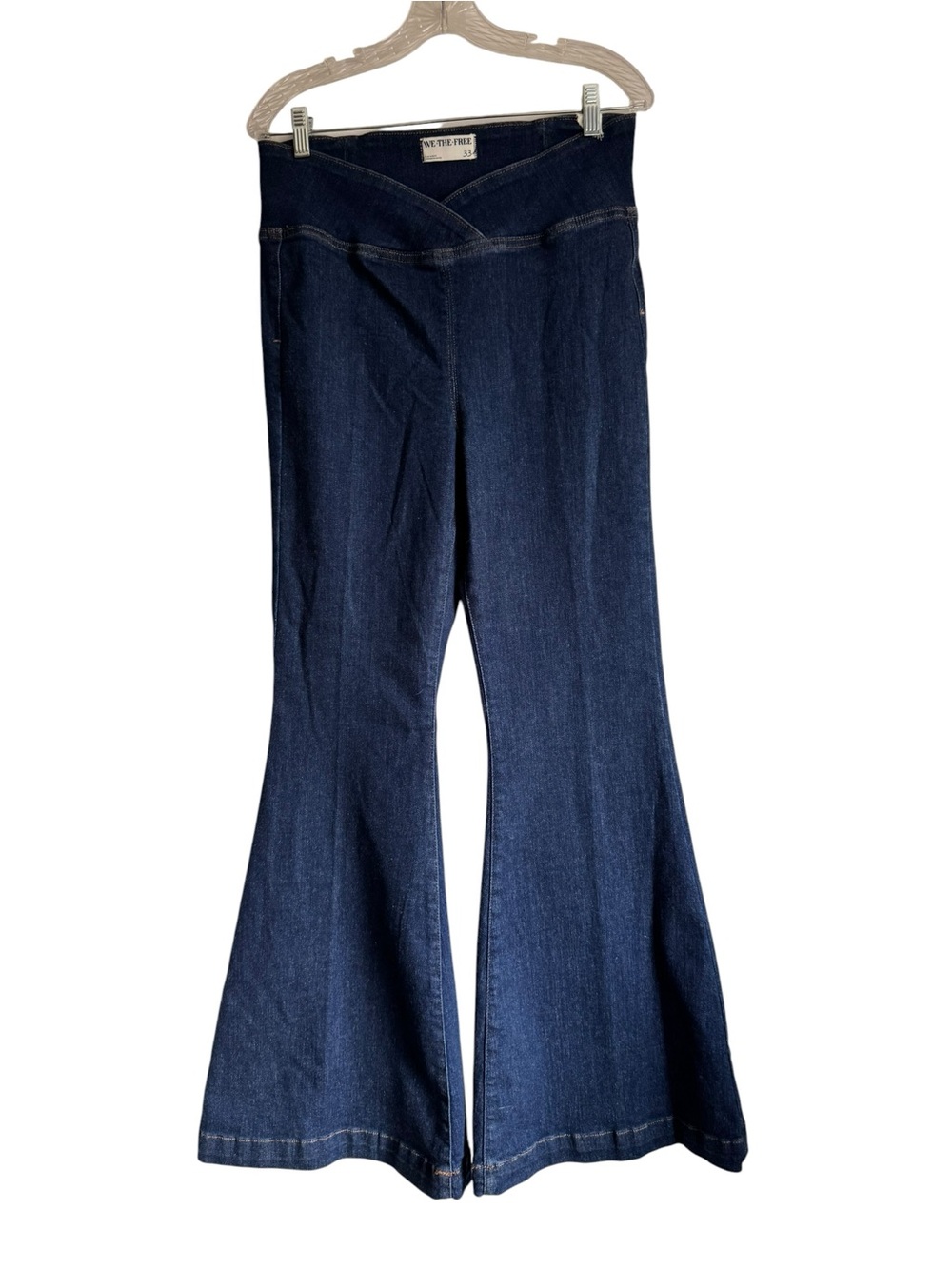 Free People Jeans We The Free Venice Beach High Rise Flare Pull On Boho Size 33